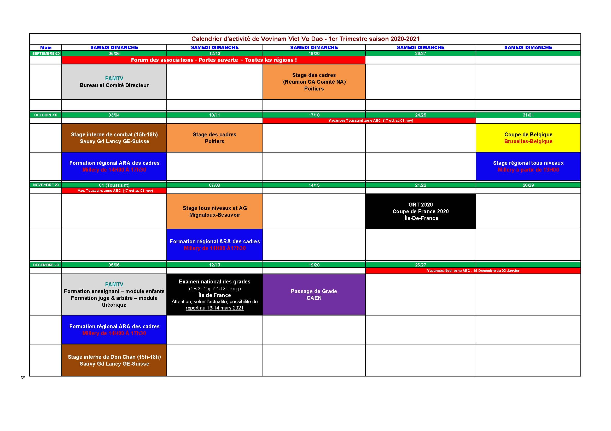 Calendrier 3eme Trimestre 2021 | Calendrier avent